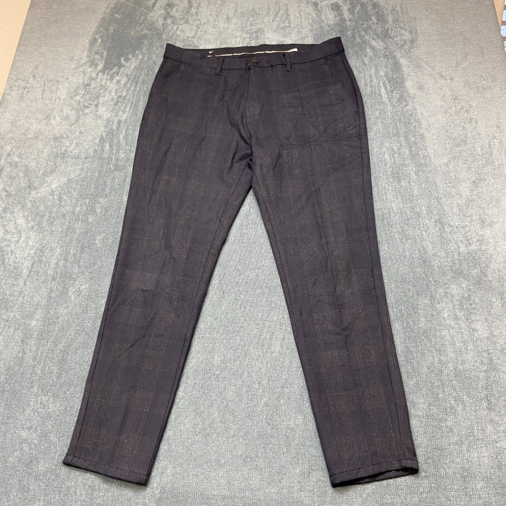 Zara Chino Pants Mens 36x27.5 Gray Plaid Casual Mid Rise Streetwear Straight Leg